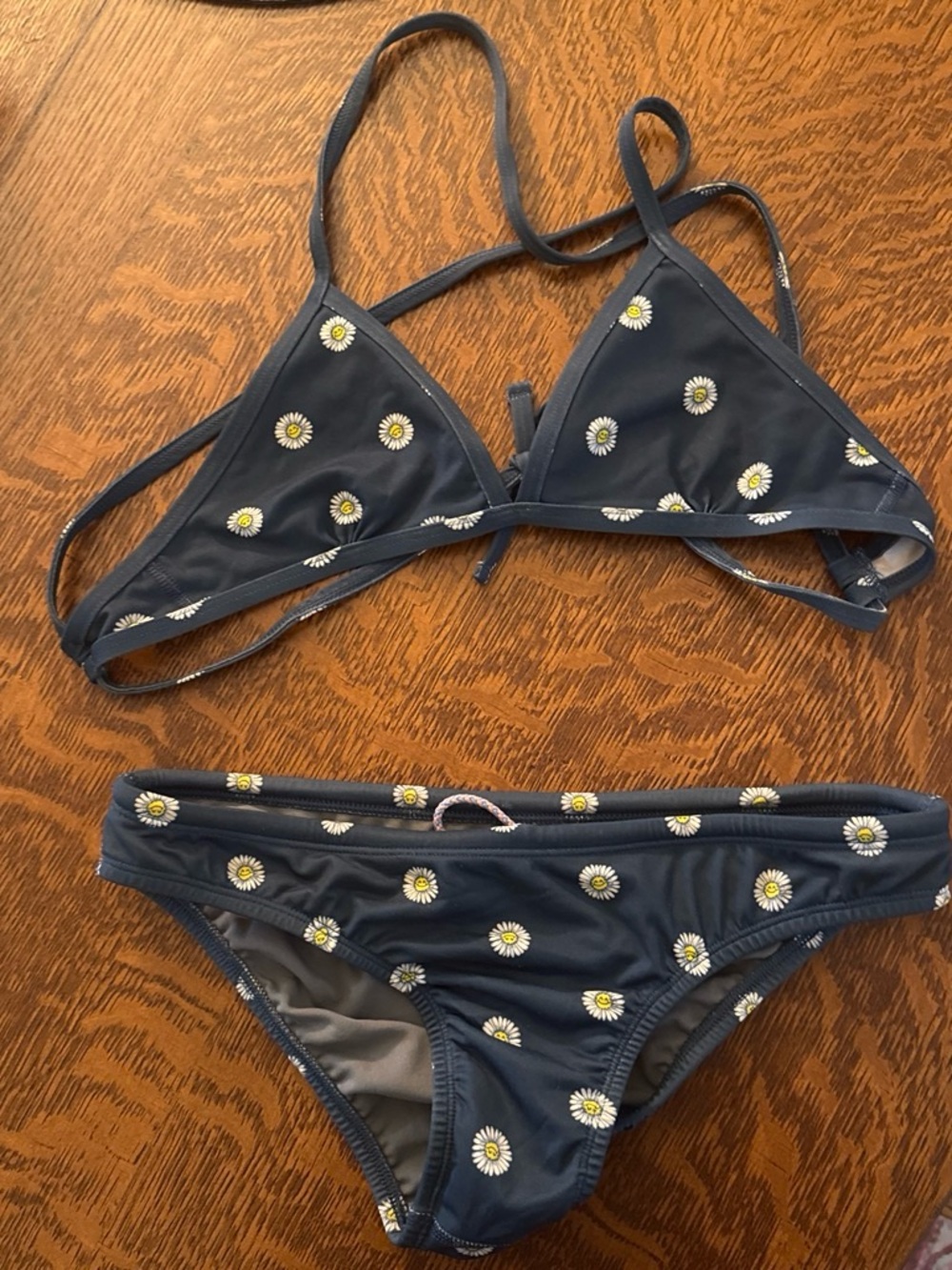 Jolyn Clothing Navy Daisy Print Triangle Bikini